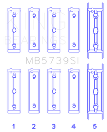 King Engine Bearings Subaru Ej20/Ej22/Ej25 Housing Bore + .002 (Size +0.50mm) Main Bearing Set