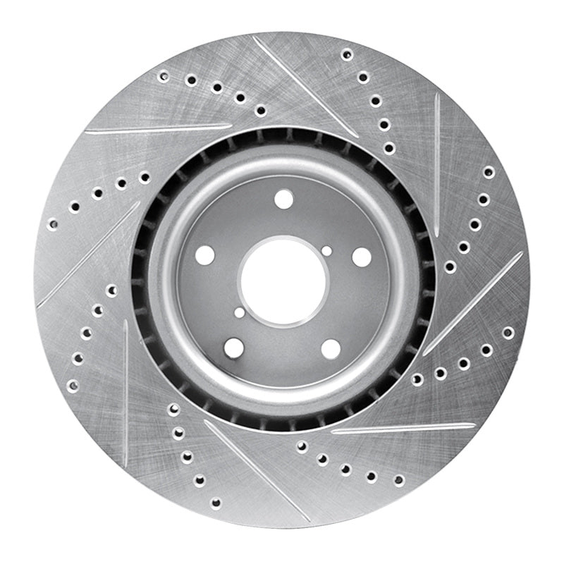 R1 05-20 Subaru Impreza Front Left Drilled & Slotted Silver Brake Rotor