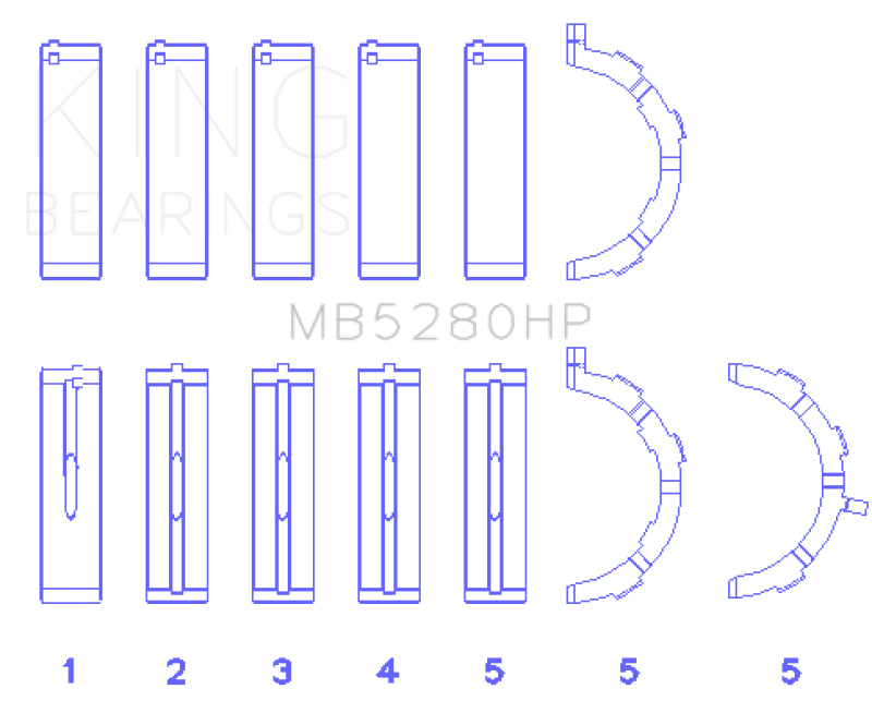 King Ford Prod. V8 4.6L/5.4L Performance Main Bearing Set - Size +0.026mm
