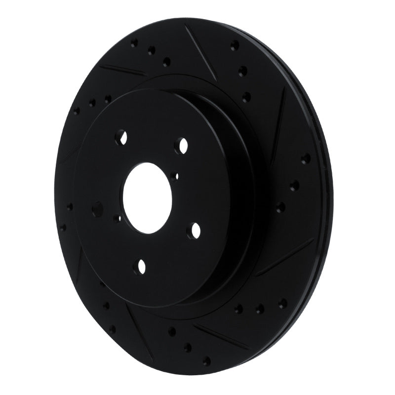 R1 15-25 Subaru Outback Rear Right Drilled & Slotted Black Brake Rotor