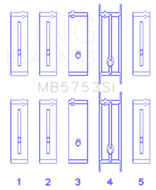 King Engine Bearings ChevrolET/Isuzu Ohv Ln2 Fl O/S 010 (Size +0.75mm) Main Bearing Set