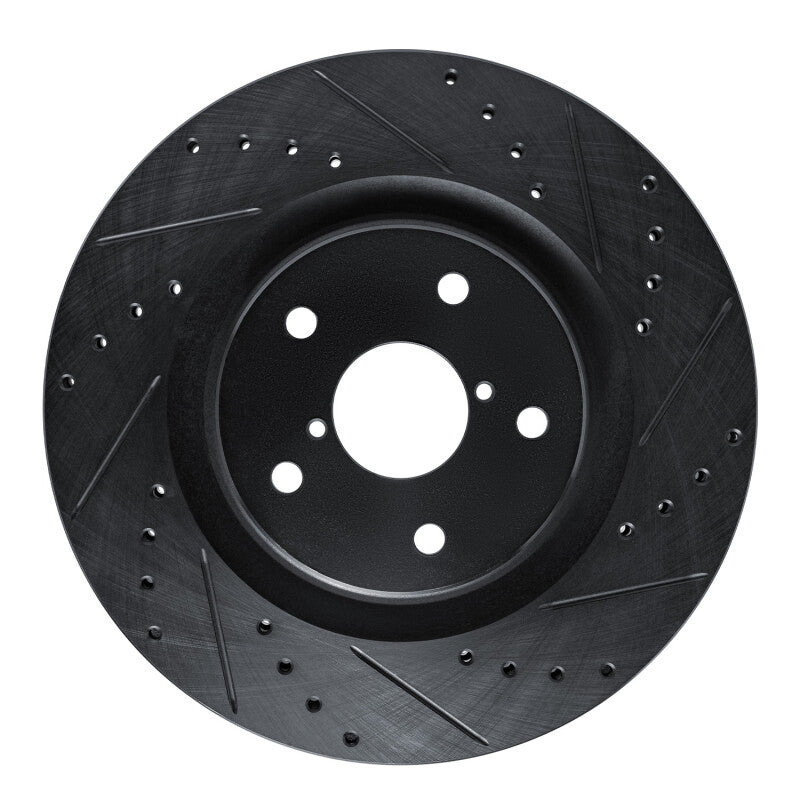 R1 20-25 Subaru Crosstrek Front Right Drilled & Slotted Black Brake Rotor