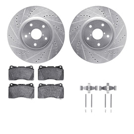 R1 13-20 Subaru WRX Front Drilled & Slotted Silver Brake Rotor Set w/Optimum OE Pads and Hardware