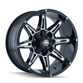 Mayhem 8090 Rampage 18x9 / 5x114.3 BP / 18mm Offset / 87mm Hub Black w/ Milled Spokes Wheel