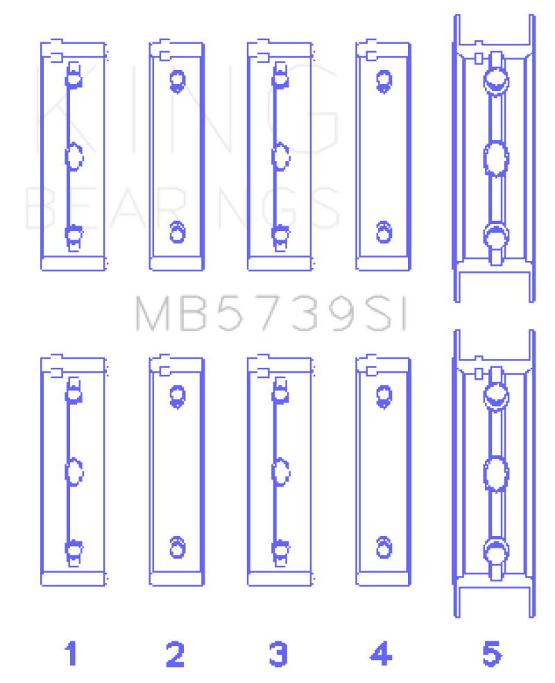 King Subaru EJ20/EJ22/EJ25 Bi-Metal Silicon Aluminum Main Bearing Set - Size +.002mm