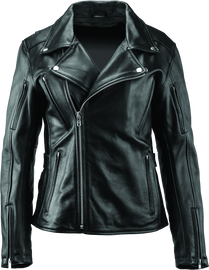 River Road Ironclad Classic Leather Jacket Black Womens - 2XL