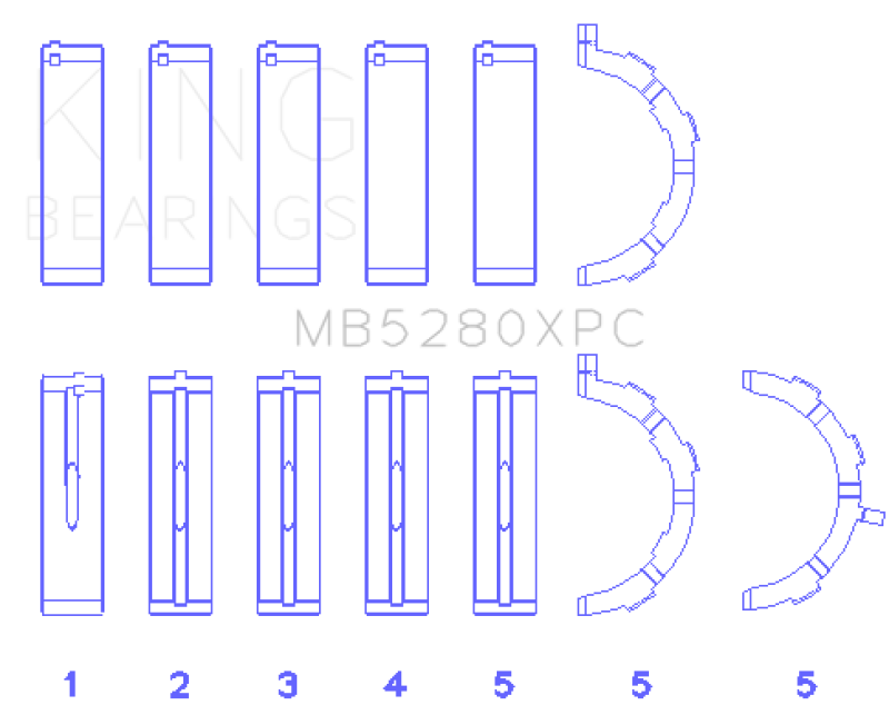King Ford 4.6L/5.4L V8 SOHC Performance Coated Main Bearing Set - Size STD