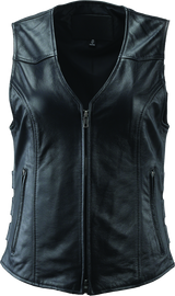 River Road Plains Leather Vest Black Womens - 2XL