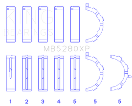 King Ford Prod. V8 4.6L/5.4L (Size STD) Performance Main Bearing Set - Size STD