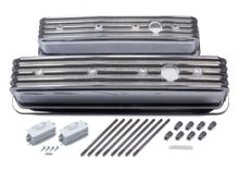 Load image into Gallery viewer, SBC Cast Alm Valve Cover Set Finned Style Pol.