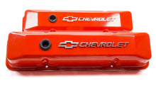 Load image into Gallery viewer, SBC Chevy Orange Diecast V/C's Raised Emblem