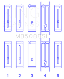 King Engine Bearings ChevrolET/Isuzu Ohv Ln2 (Size +0.50mm) Main Bearing Set