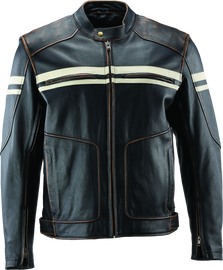 River Road Hoodlum Vintage Leather Jacket Black - 2XL