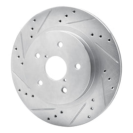 R1 2015-2025 Subaru Outback Rear Left Drilled & Slotted Silver Brake Rotor