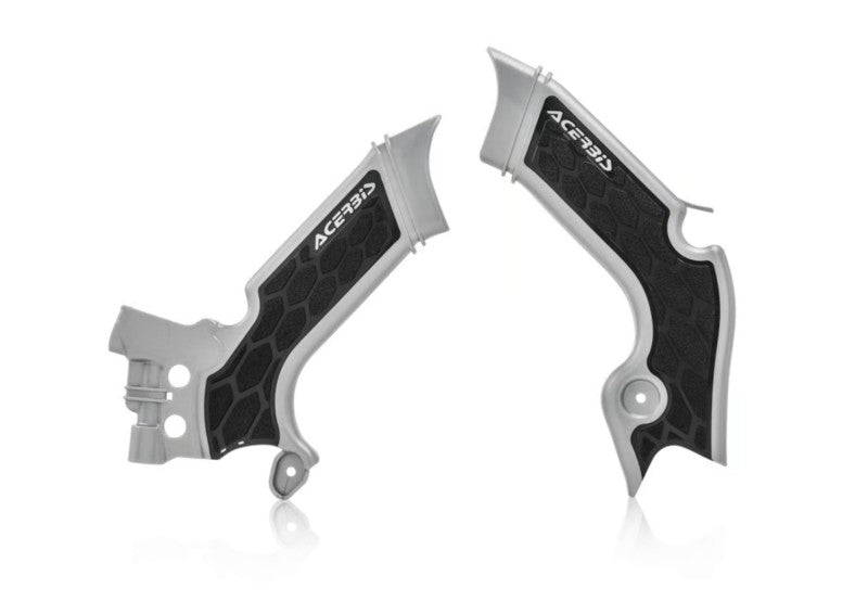 Acerbis 21+ Kawasaki KX250/ 19-23 KX450 Frame Guards- X-Grip - Silver/Black - Mo-Moto