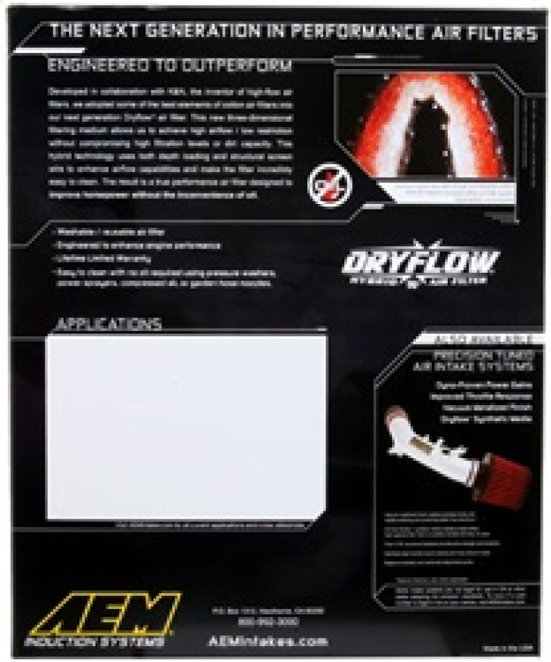 AEM 11 Jeep Grand Cherokee / 11 Durango 9.625in O/S L x 8.875in O/S W x 2.375in H DryFlow Air Filter - Mo-Moto