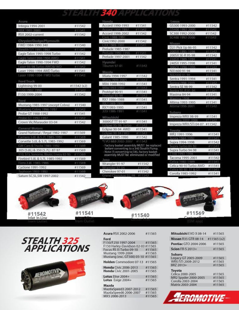 Aeromotive 325 Series Stealth In-Tank Fuel Pump - E85 Compatible - Compact 38mm Body - Mo-Moto