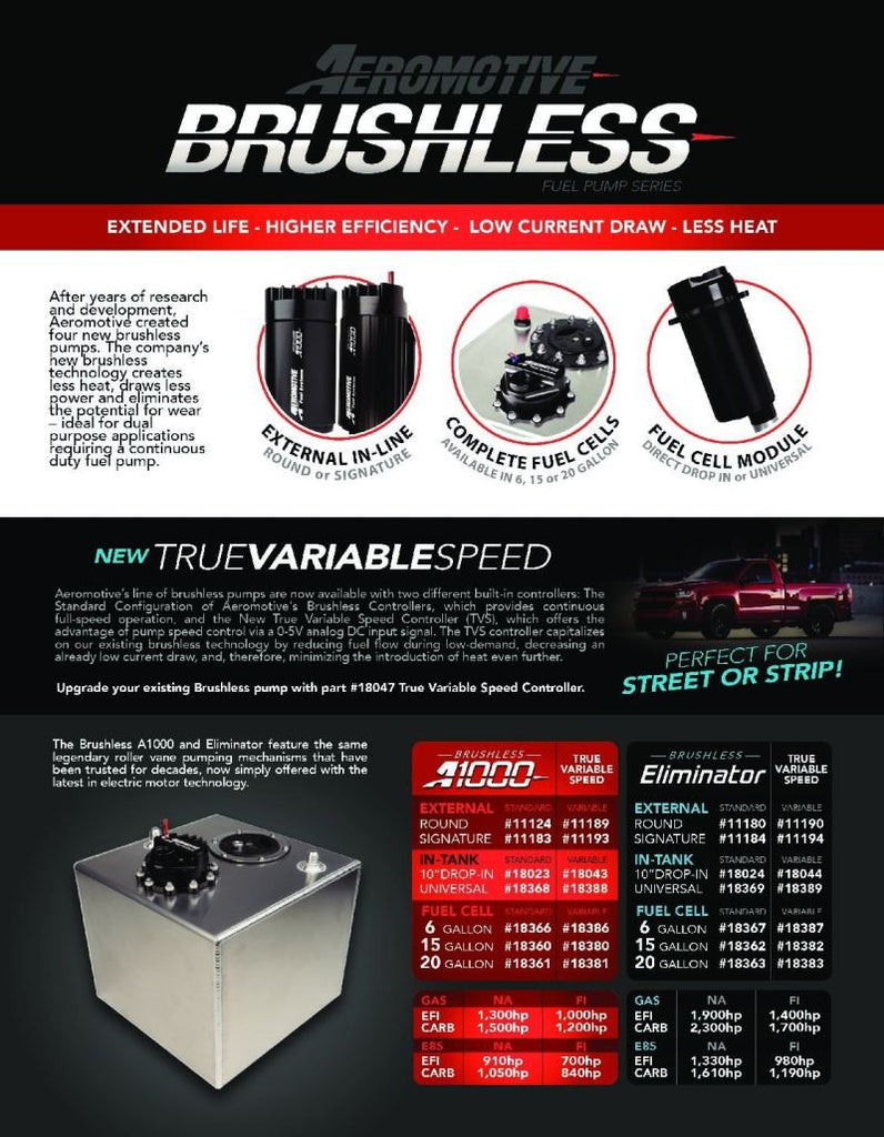 Aeromotive A1000 Brushless External In-Line Fuel Pump - Mo-Moto