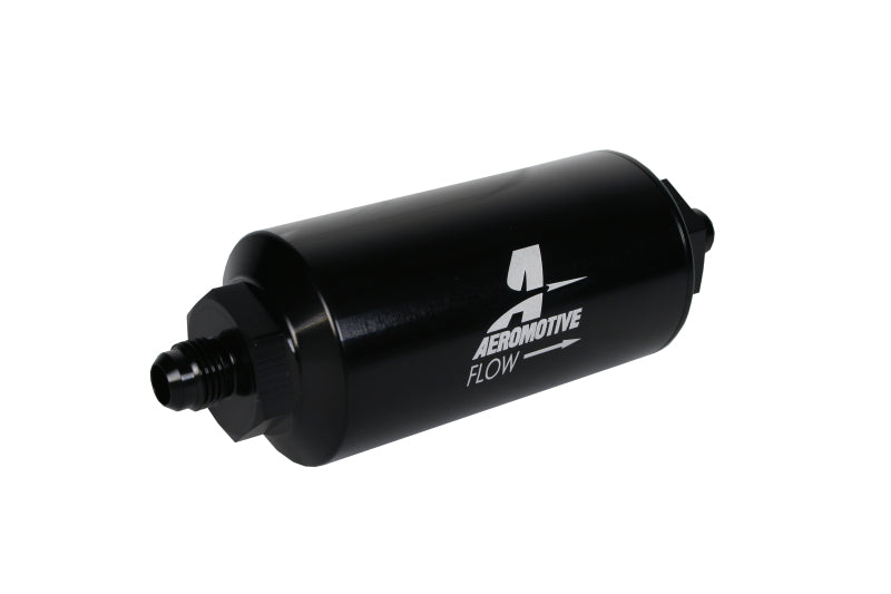 Aeromotive In-Line Filter - (AN-6 Male) 10 Micron Fabric Element Bright Dip Black Finish - Mo-Moto