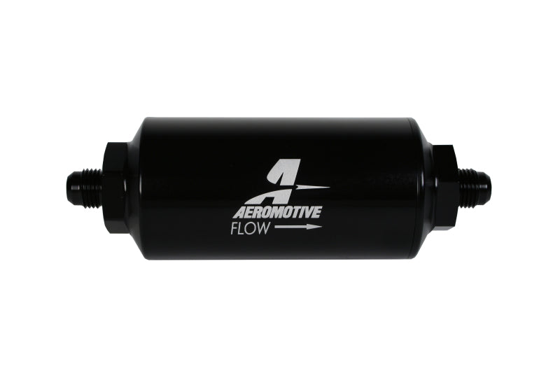 Aeromotive In-Line Filter - (AN-6 Male) 10 Micron Fabric Element Bright Dip Black Finish - Mo-Moto