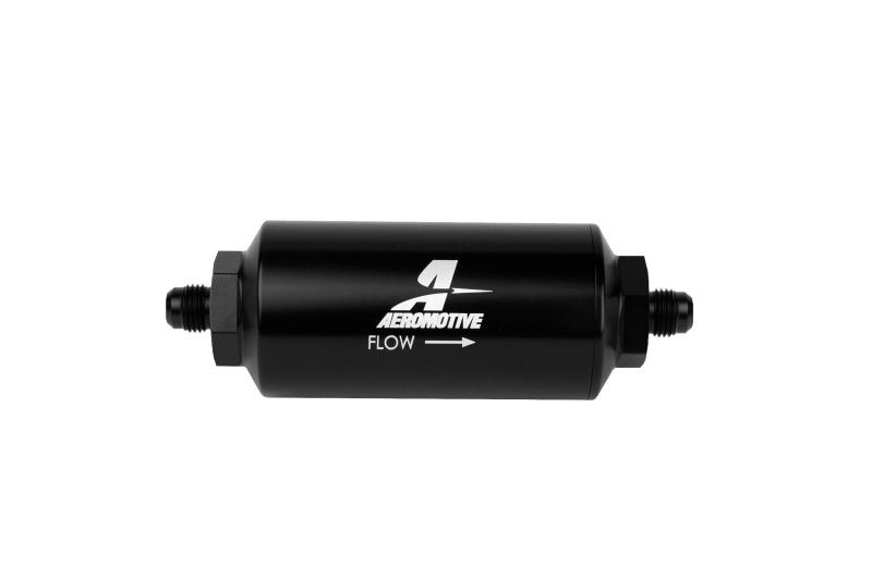Aeromotive In-Line Filter - (AN-6 Male) 10 Micron Microglass Element Bright Dip Black Finish - Mo-Moto