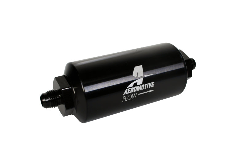 Aeromotive In-Line Filter - (AN-6 Male) 10 Micron Microglass Element Bright Dip Black Finish - Mo-Moto