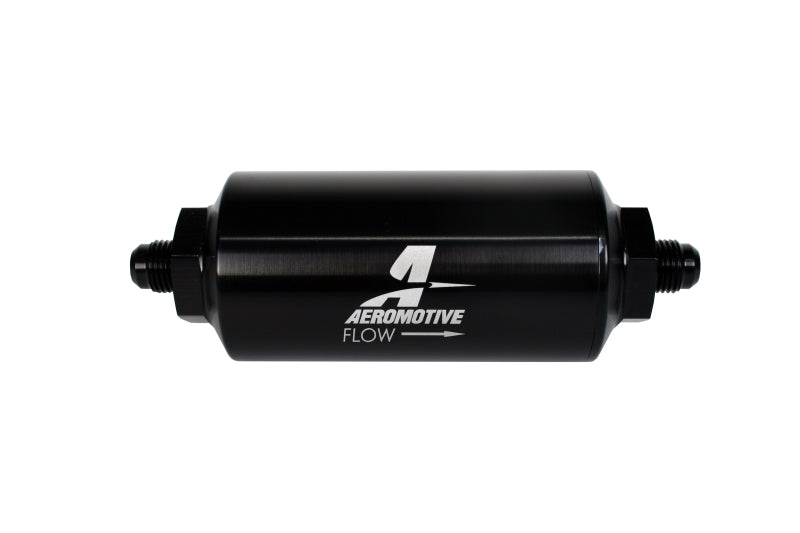 Aeromotive In-Line Filter - (AN-6 Male) 10 Micron Microglass Element Bright Dip Black Finish - Mo-Moto