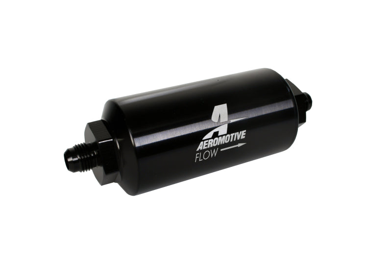 Aeromotive In-Line Filter - (AN-6 Male) 10 Micron Microglass Element Bright Dip Black Finish - Mo-Moto