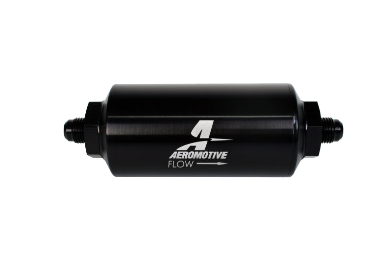 Aeromotive In-Line Filter - (AN-6 Male) 40 Micron Stainless Mesh Element Bright Dip Black Finish - Mo-Moto