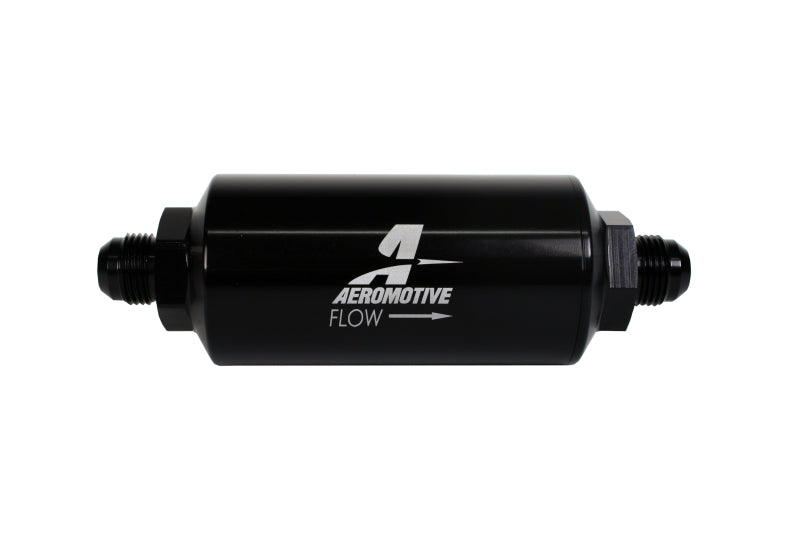 Aeromotive In-Line Filter - (AN -8 Male) 10 Micron Fabric Element Bright Dip Black Finish - Mo-Moto