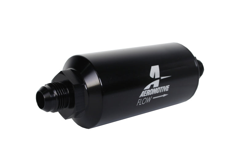 Aeromotive In-Line Filter - (AN -8 Male) 10 Micron Fabric Element Bright Dip Black Finish - Mo-Moto