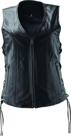 River Road Sapphire Leather Vest Black Womens - 2XL