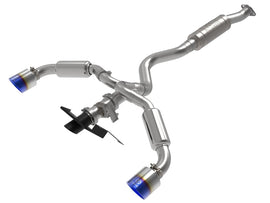 aFe 23-24 Toyota GR Corolla L3 1.6L (t) Gemini XV 3in to 2-1/2in Cat Back Exhaust w/ Blue Flame Tips - Mo-Moto