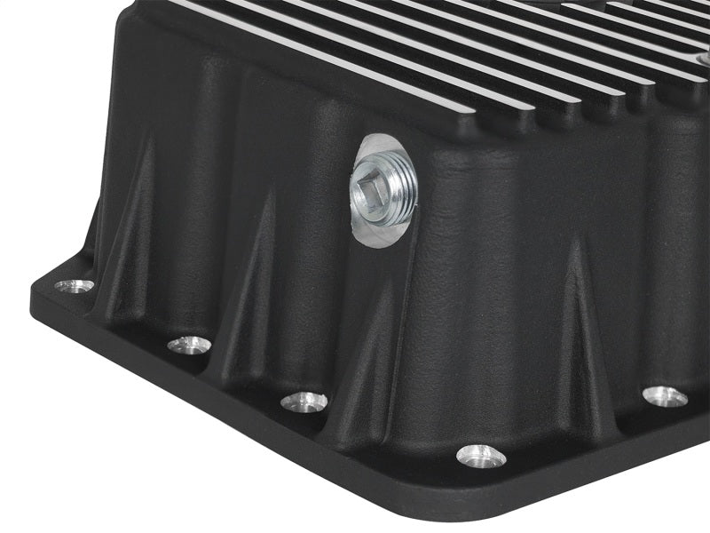 AFE Pro Series Engine Oil Pan Black w/Machined Fins; 11-16 Ford Powerstroke V8-6.7L (td) - Mo-Moto