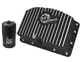 AFE Pro Series Engine Oil Pan Black w/Machined Fins; 11-16 Ford Powerstroke V8-6.7L (td) - Mo-Moto