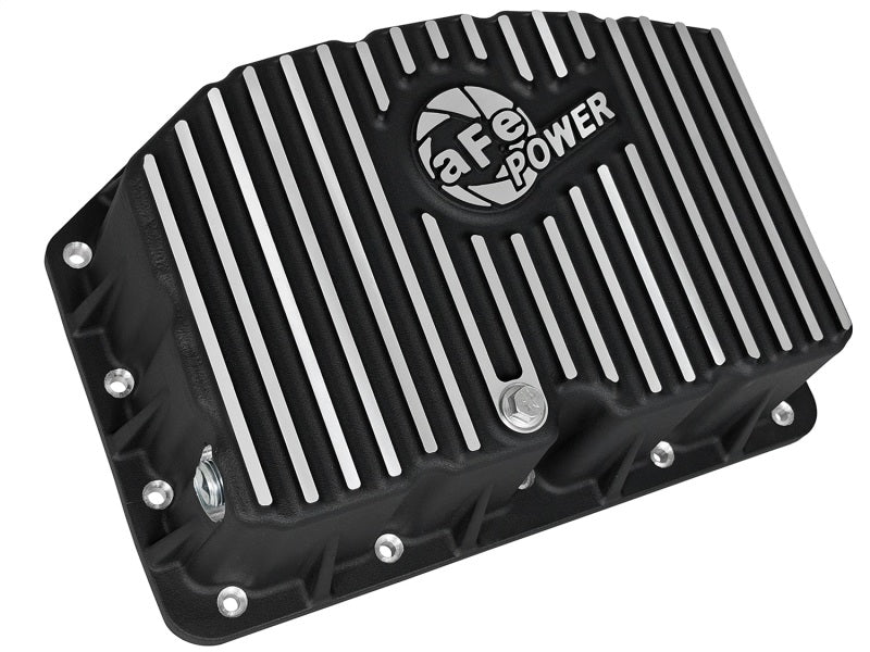 AFE Pro Series Engine Oil Pan Black w/Machined Fins; 11-16 Ford Powerstroke V8-6.7L (td) - Mo-Moto