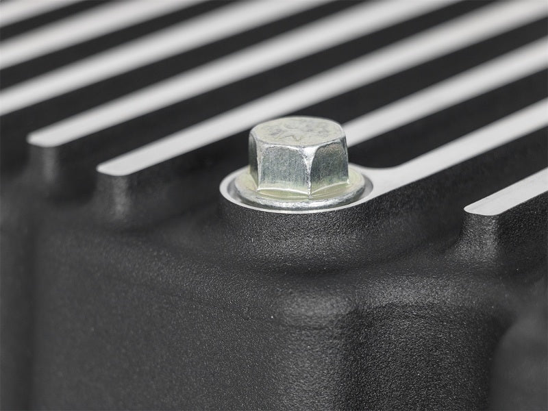 AFE Pro Series Engine Oil Pan Black w/Machined Fins; 11-16 Ford Powerstroke V8-6.7L (td) - Mo-Moto
