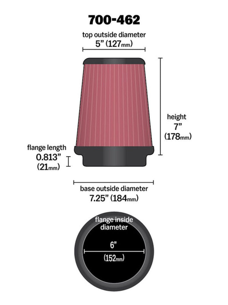Airaid Universal Air Filter - Cone 6 x 7-1/4 x 5 x 7 - Mo-Moto
