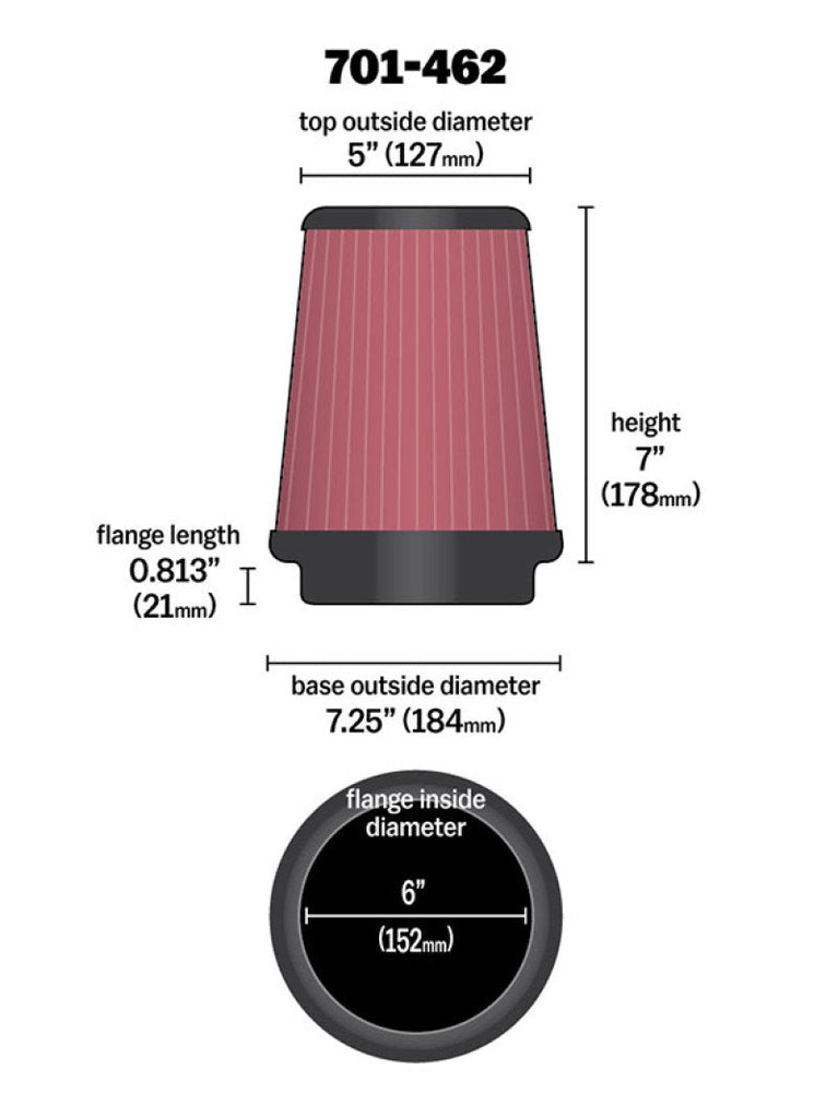 Airaid Universal Air Filter - Cone 6 x 7-1/4 x 5 x 7 - Mo-Moto