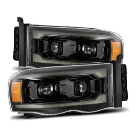 AlphaRex 02-05 Dodge Ram 1500 LUXX LED Proj Headlights Alpha Black w/Activ Light/Seq Signal - Mo-Moto