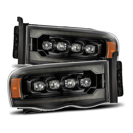 AlphaRex 02-05 Dodge Ram 1500 NOVA LED Proj Headlights Alpha Black w/Activ Light/Seq Signal - Mo-Moto