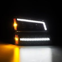 Load image into Gallery viewer, AlphaRex 03-06 Chevy Silverado 1500/2500HD/3500HD/Avalanche Alpha-Black NOVA LED Proj Headlights - Mo-Moto