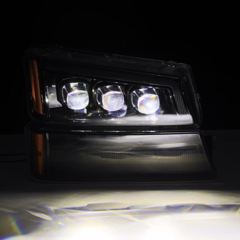 AlphaRex 03-06 Chevy Silverado 1500/2500HD/3500HD/Avalanche Alpha-Black NOVA LED Proj Headlights - Mo-Moto