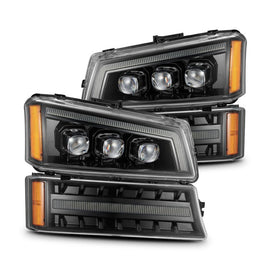 AlphaRex 03-06 Chevy Silverado 1500/2500HD/3500HD/Avalanche Alpha-Black NOVA LED Proj Headlights - Mo-Moto