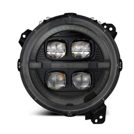 AlphaRex 18-23 Jeep Wrangler JL/Gladiator JT LED Proj Headlights Alpha-Blk w/ Activ Light/Seq Signal - Mo-Moto