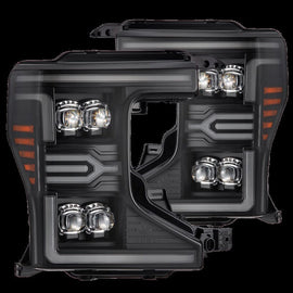 AlphaRex 20-22 Ford F-250/350/450 SD NOVA-Series LED Proj Headlights Bk w/Actv Light SeqSig & SBDRL - Mo-Moto