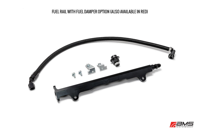 AMS Performance 08-15 Mitsubishi EVO X CNC Machined Aluminum Fuel Rail w/Pulsation Dampener - Black - Mo-Moto