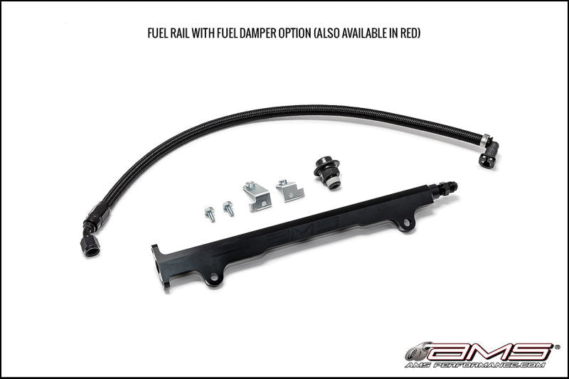 AMS Performance 08-15 Mitsubishi EVO X CNC Machined Aluminum Fuel Rail w/Pulsation Dampener - Black - Mo-Moto