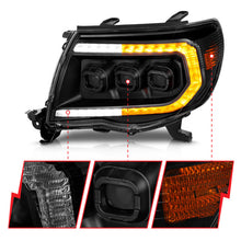 Load image into Gallery viewer, ANZO 05-11 Toyota Tacoma Full LED Proj Headlights White DRL/Init/SeqSig Black - Pair - Mo-Moto