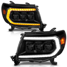Load image into Gallery viewer, ANZO 05-11 Toyota Tacoma Full LED Proj Headlights White DRL/Init/SeqSig Black - Pair - Mo-Moto